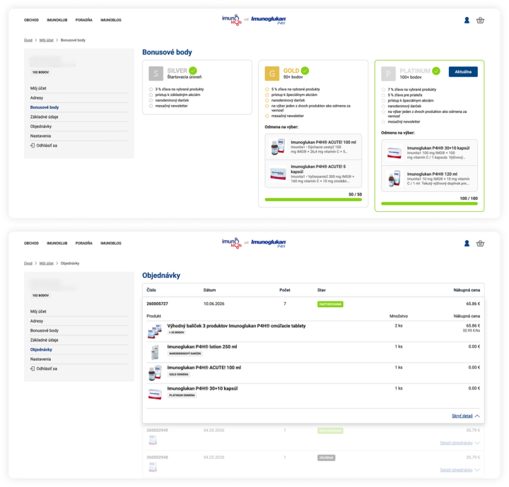 Loyalty program without manual process Imunoklub