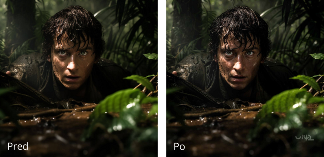 Comparison of the photo before editing and after editing in the jungle
