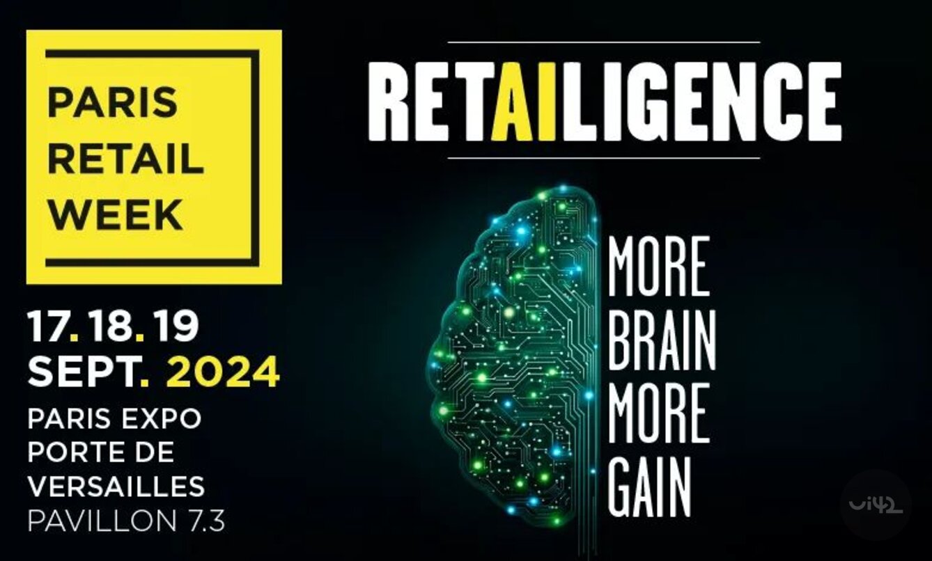 Poster for Paris Retail Week 2024 with event date and brain graphic