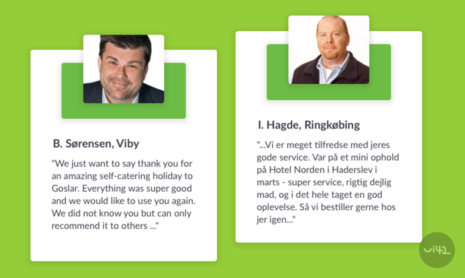 Customer references on the website with positive reviews about the holiday.