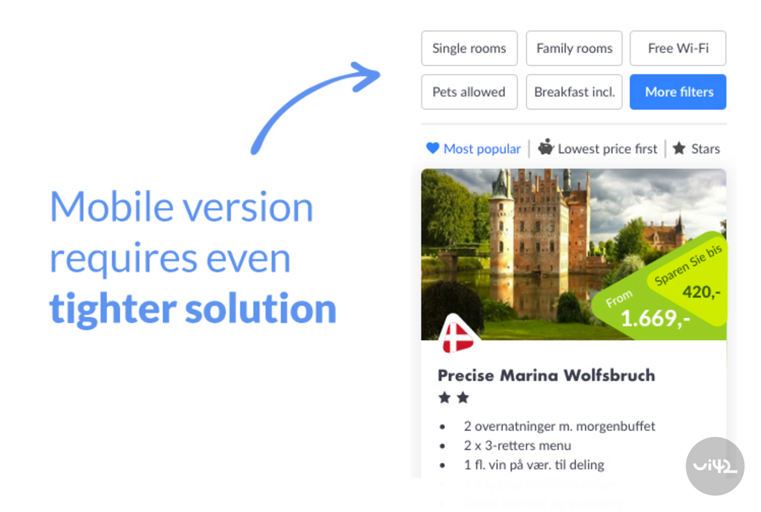 The mobile version requires an even more efficient solution for the Danish travel agency