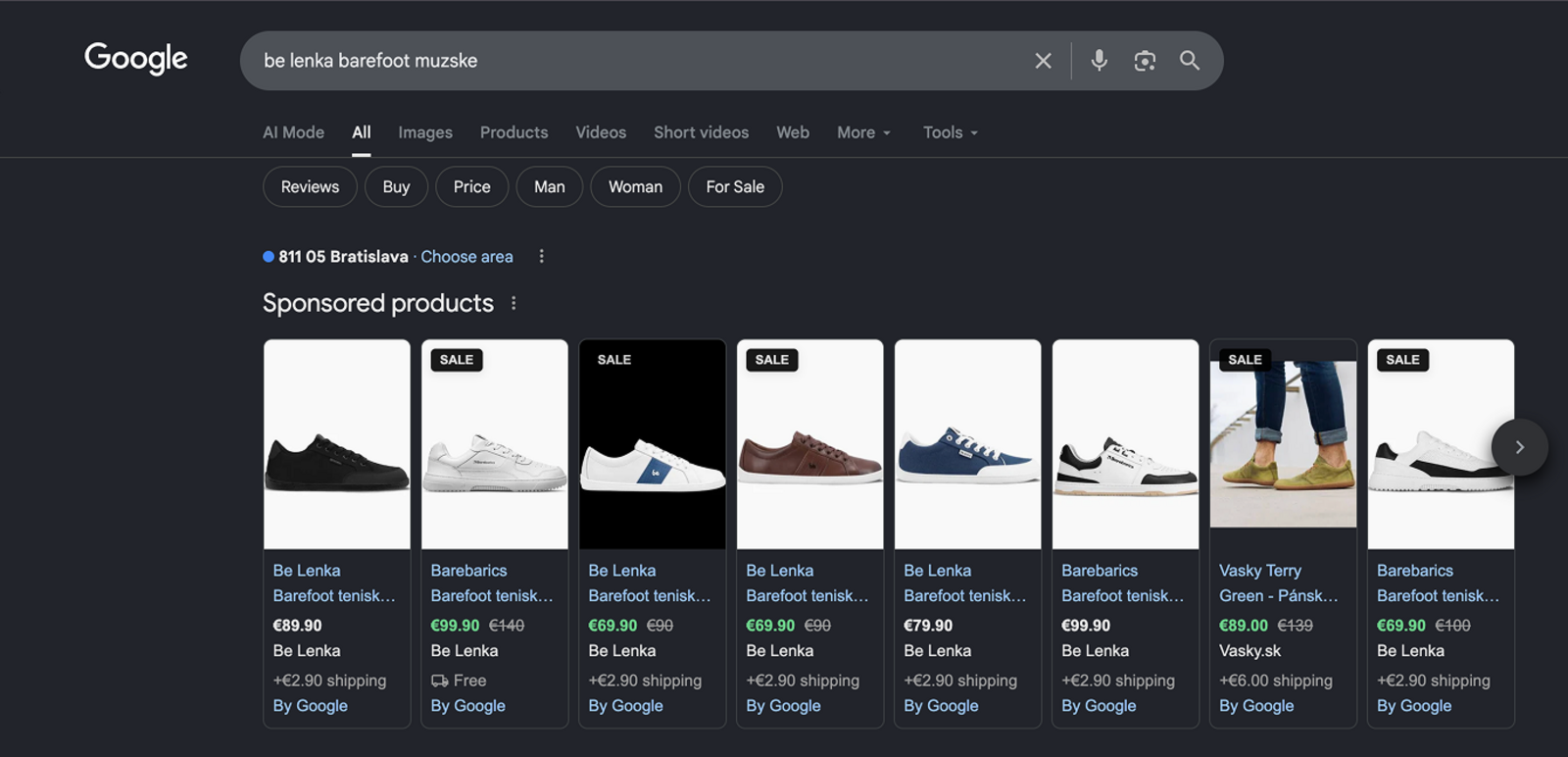 Google Shopping example