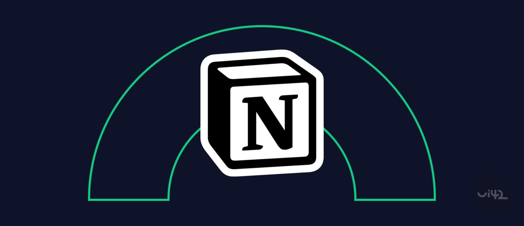 Notion app logo on a dark blue background.