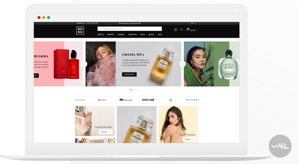 Preview of a perfume online store displayed on a laptop screen